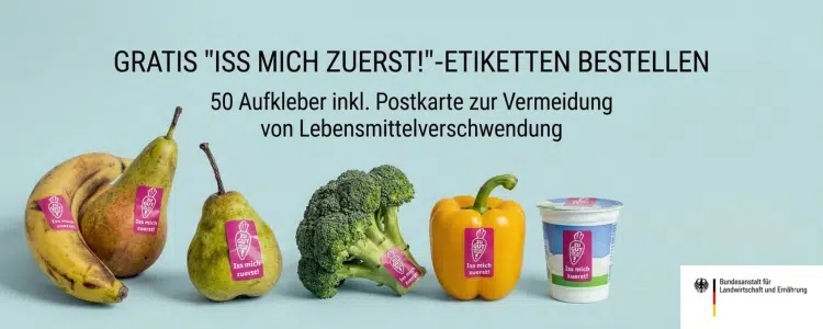 Gratis "Iss mich zuerst!"-Etiketten inkl. Postkarte