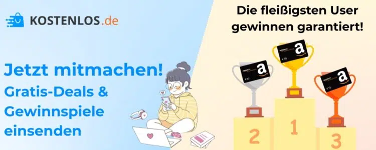 Deal einsenden und gewinnen bei Kostenlos.de