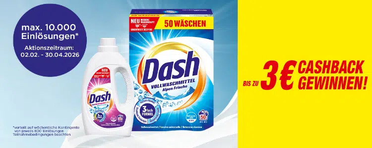 bis zu 3€ Cashback auf Dash