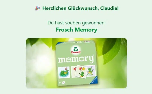 Frosch Memory gewonnen