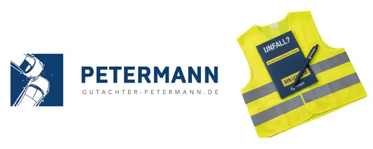 Gratis Warnweste; Logo Gutachter Petermann