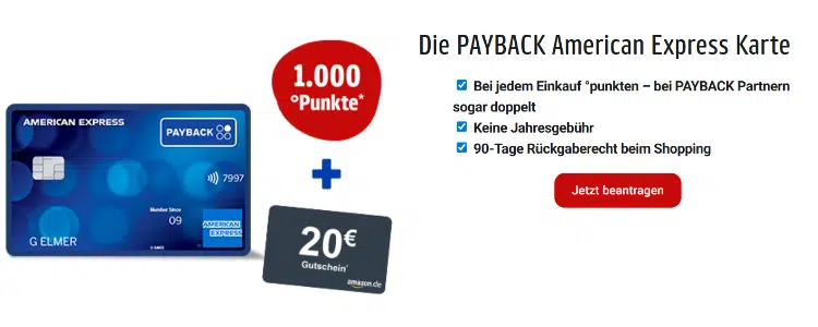 Payback AMEX + 20€ Amazon.de-Gutschein
