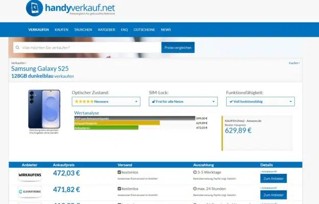 Samsung Galaxy S25 verkaufen
