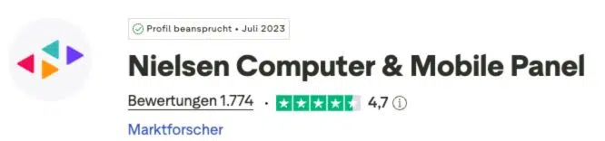 Nielsen Mobile Panel Bewertung bei Trustpilot