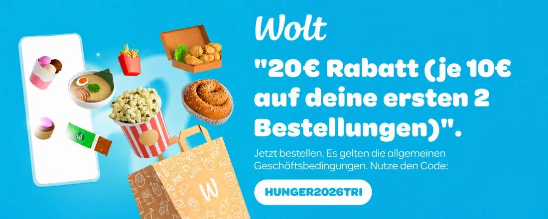 20€ Gutschein bei Wolt sichern