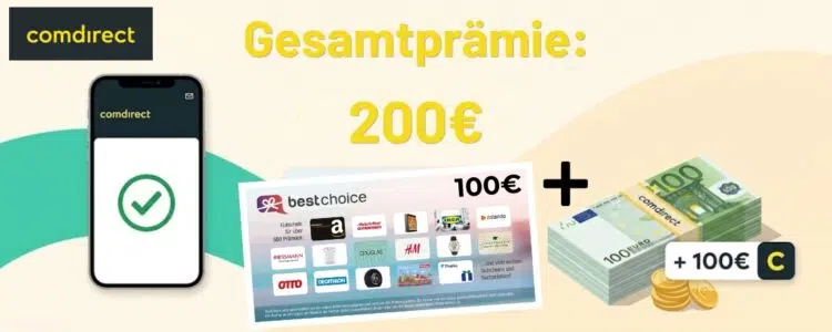comdirect mit 200€ Gesamtprämie