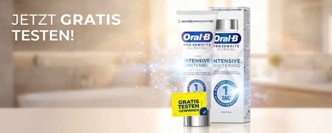 Gratis_testen_Oral-B_3D_White_Clinical_Zahnpasta_Banner