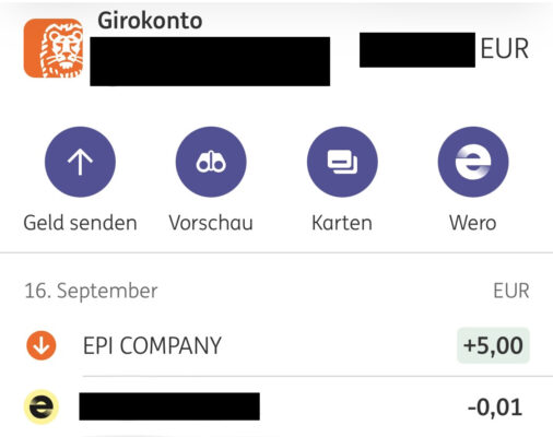 Screenshot aus Wero ING-App