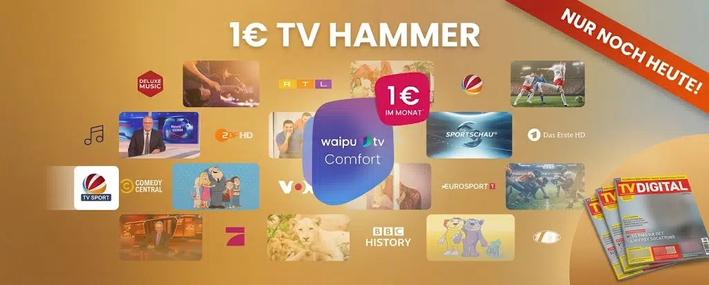 waipu.tv 1 Jahr nur 1€ pro Monat