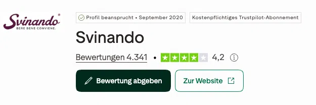 Svinando Trustpilot-Bewertung