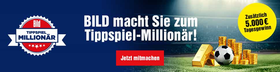 Bild macht Sie zum Millionär - Stellen Sie jetzt Ihr Fussball-Wissen beim Bild WM-Tippspiel unter Beweis, und sichern Sie sich als Gesamtsieger 1 Mio EUR!